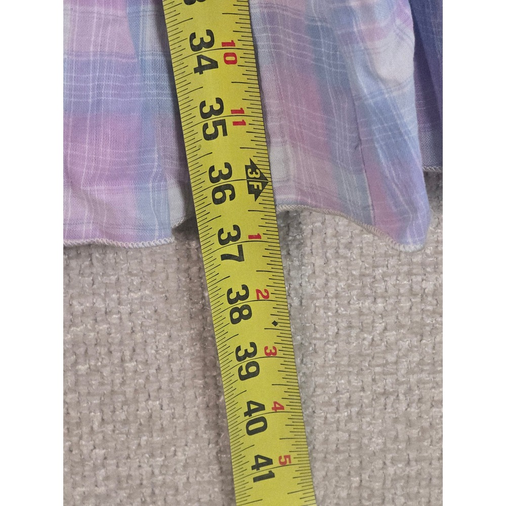 Listicle Womens Pastel Plaid Cotton Maxi Skirt Lavender Blue Elastic Waist Sz L - Picture 6 of 10